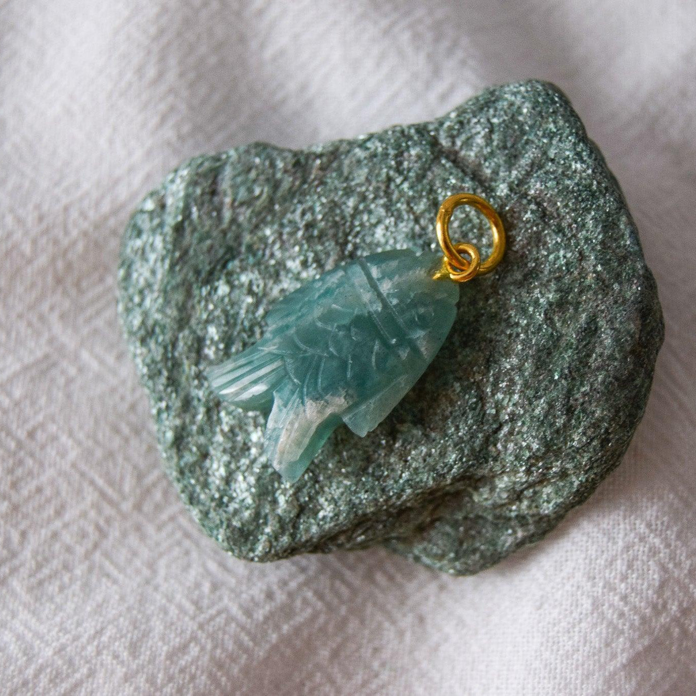 Amazonite Big Fish Pendant - Atelier Asali