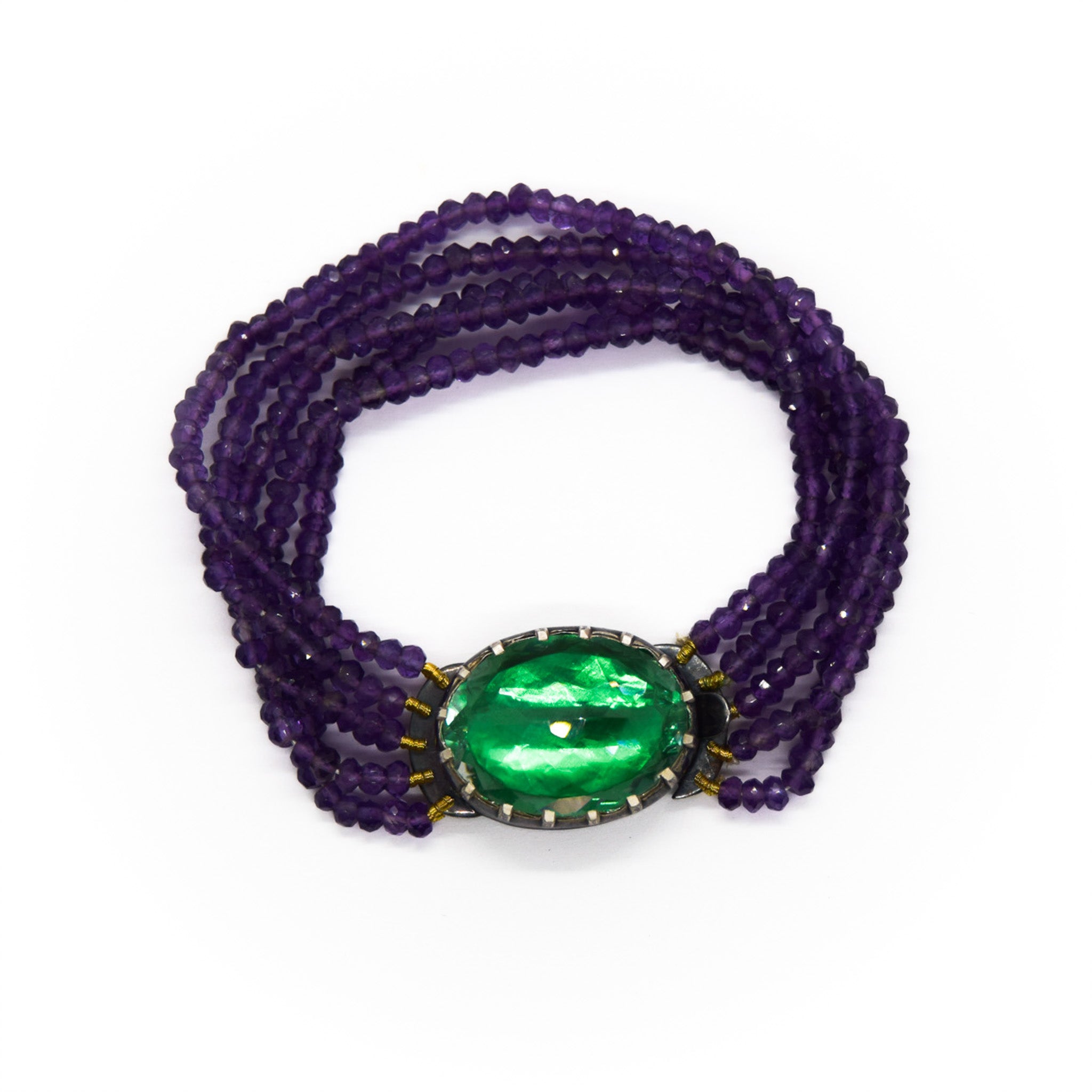 Armband van kwarts en amethist