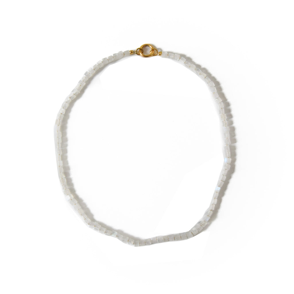 Rainbow Moonstone Cube Necklace