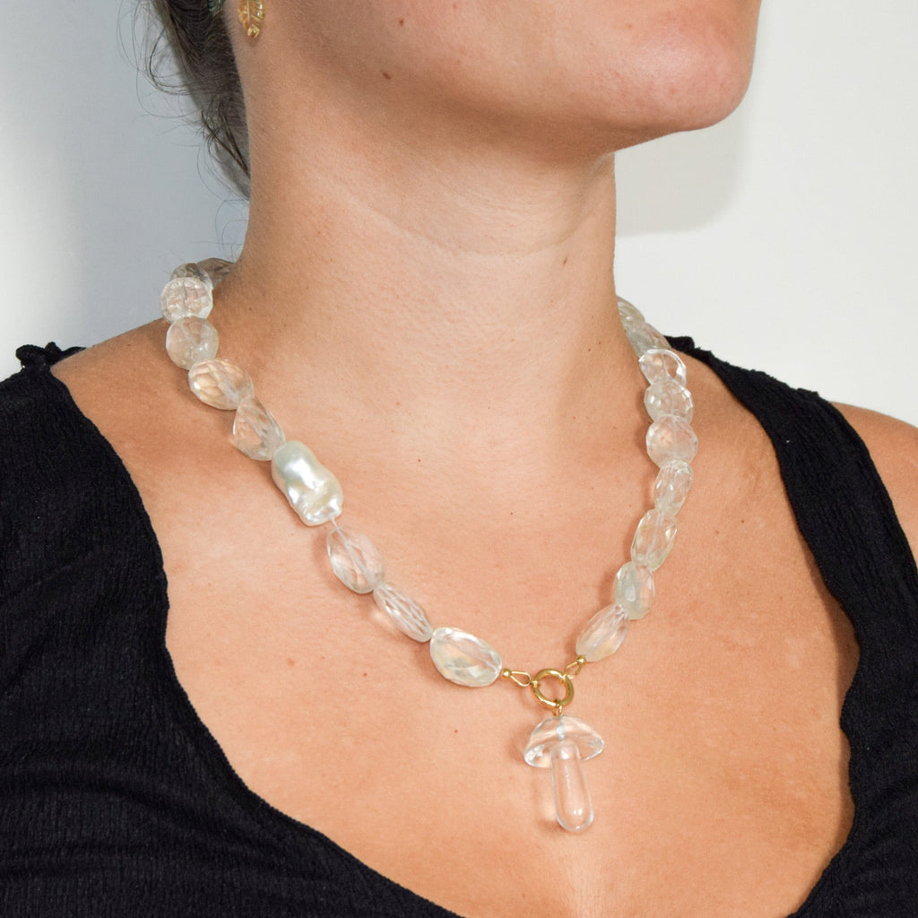 Strata — Clear Quartz Pearl Necklace