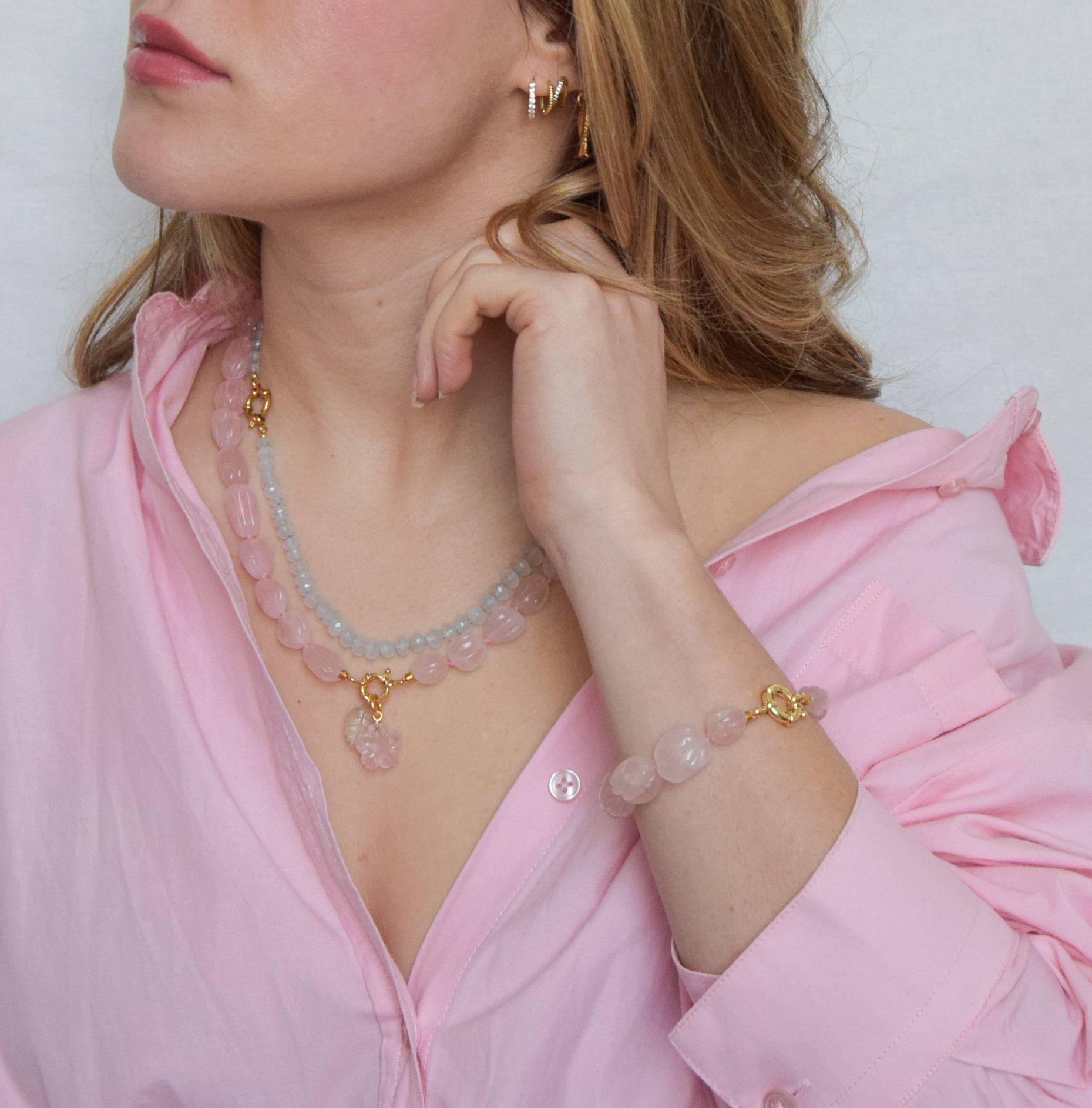 Sculpted — Rose Quartz Bracelet