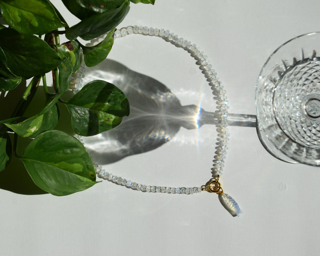 Facetted Rainbow Moonstone Necklace