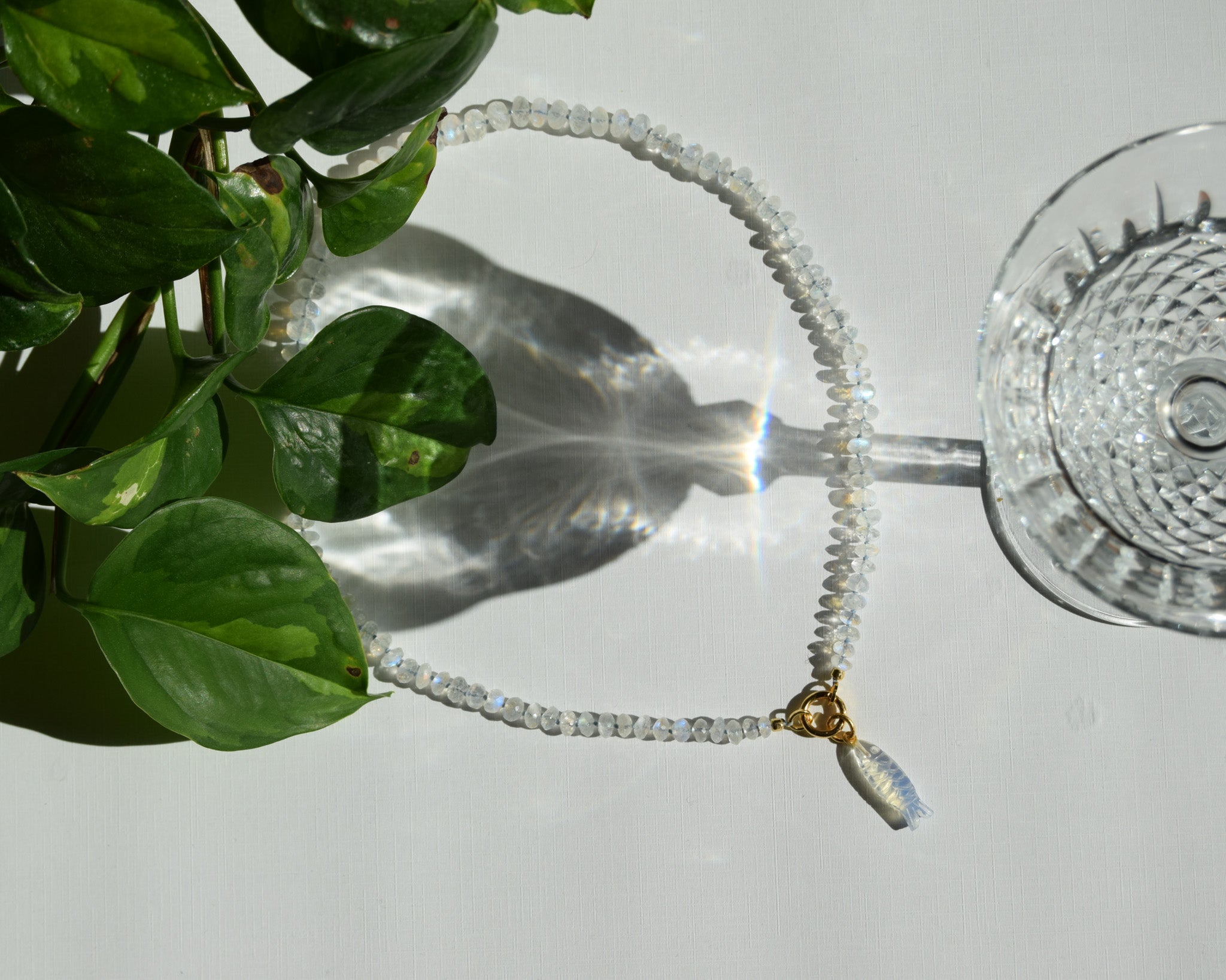 Facetted Rainbow Moonstone Necklace