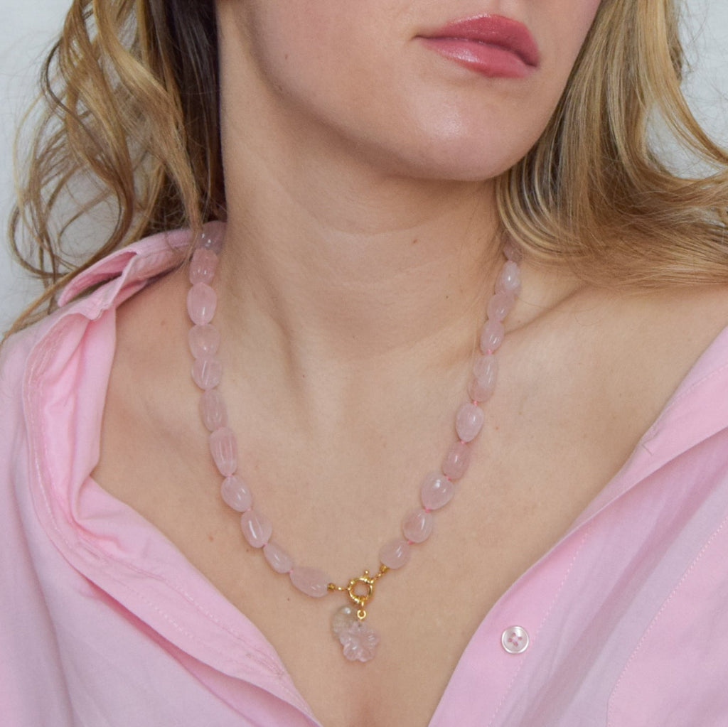 Sculpted — Rose Quartz Necklace