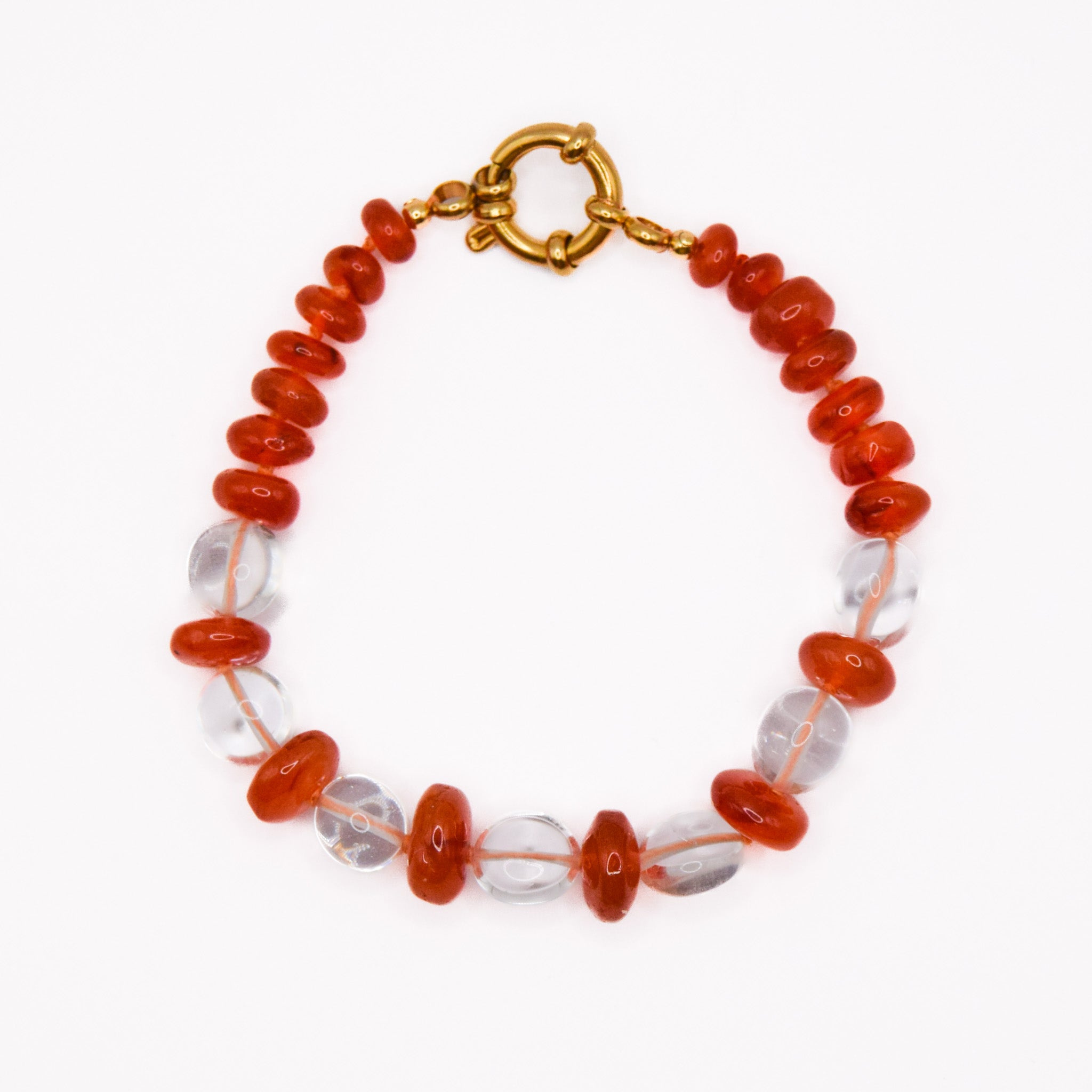 Carnelian & Clear Quartz Bracelet