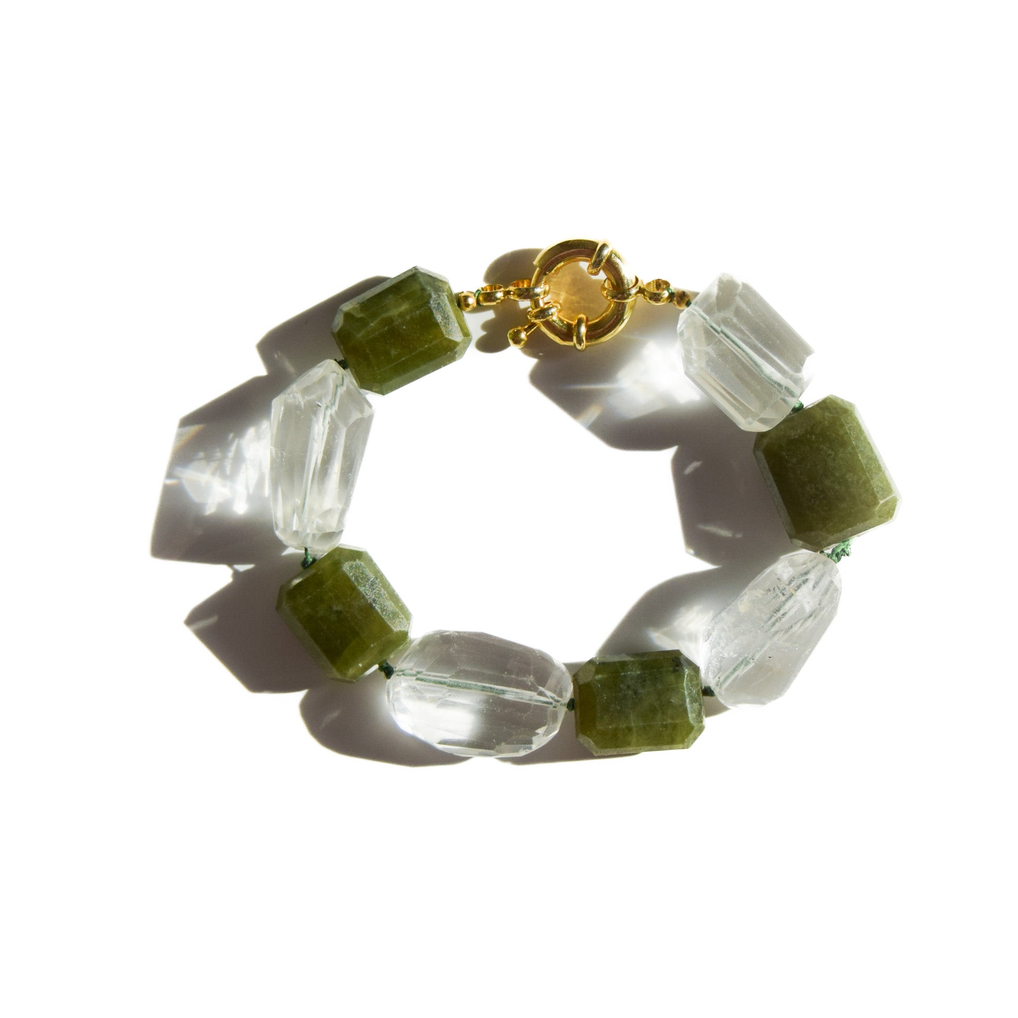 Duality — Quartz and Vesuvianite Bracelet
