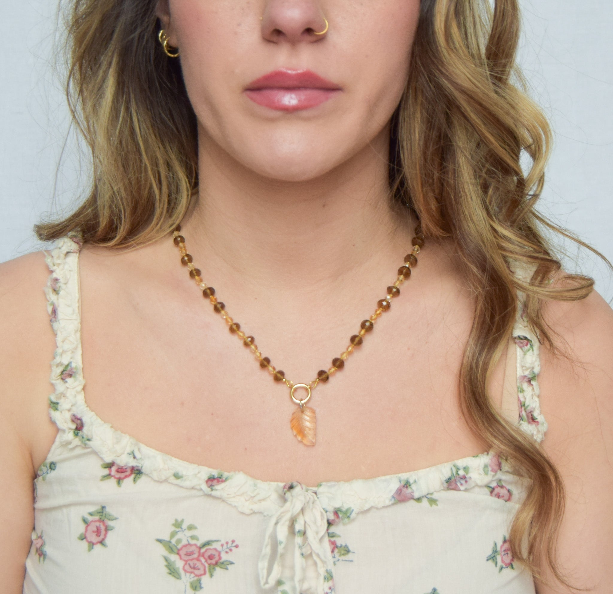 Pulsar — Beer Quartz and Citrine Necklace