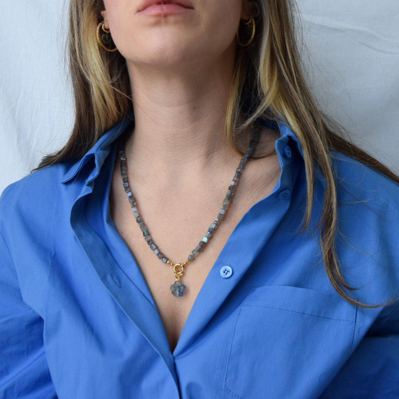 Labradorite Cube Necklace