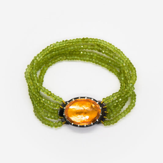 Armband van kwarts en peridot