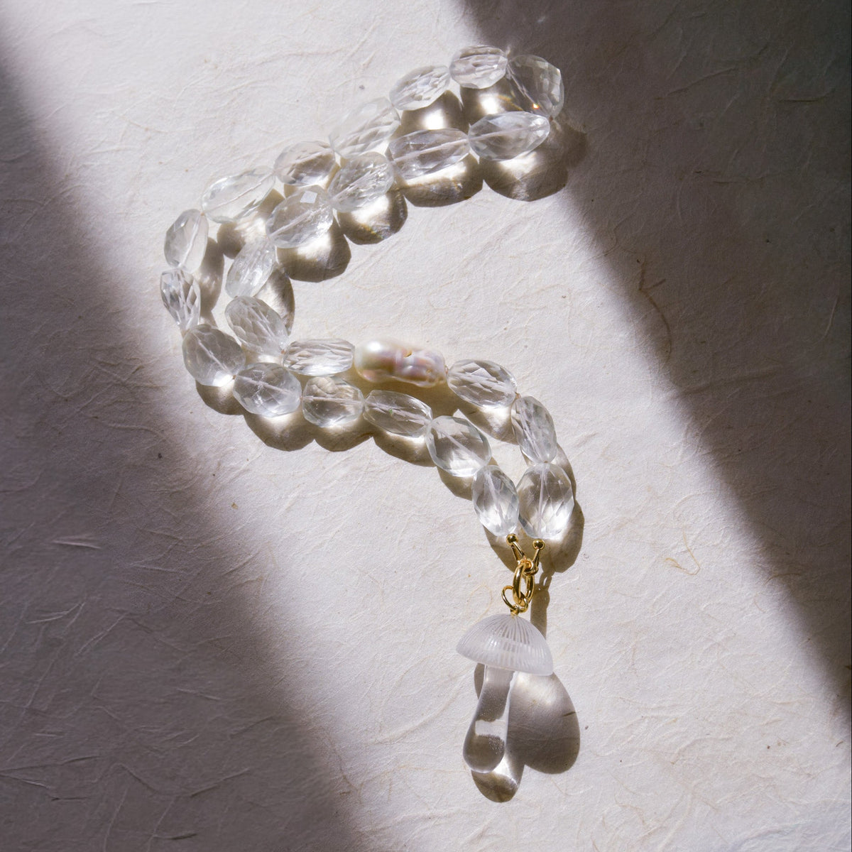 Strata — Clear Quartz Pearl Necklace
