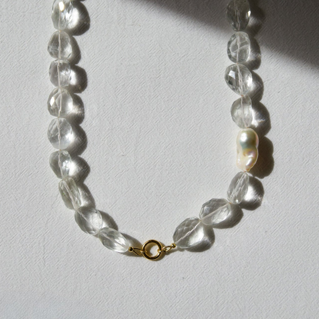 Strata — Clear Quartz Pearl Necklace