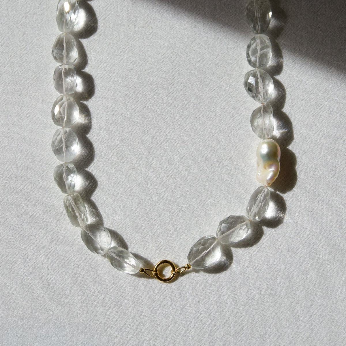 Strata — Clear Quartz Pearl Necklace