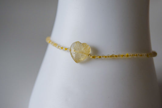 Rutilated Quartz Heart Bracelet