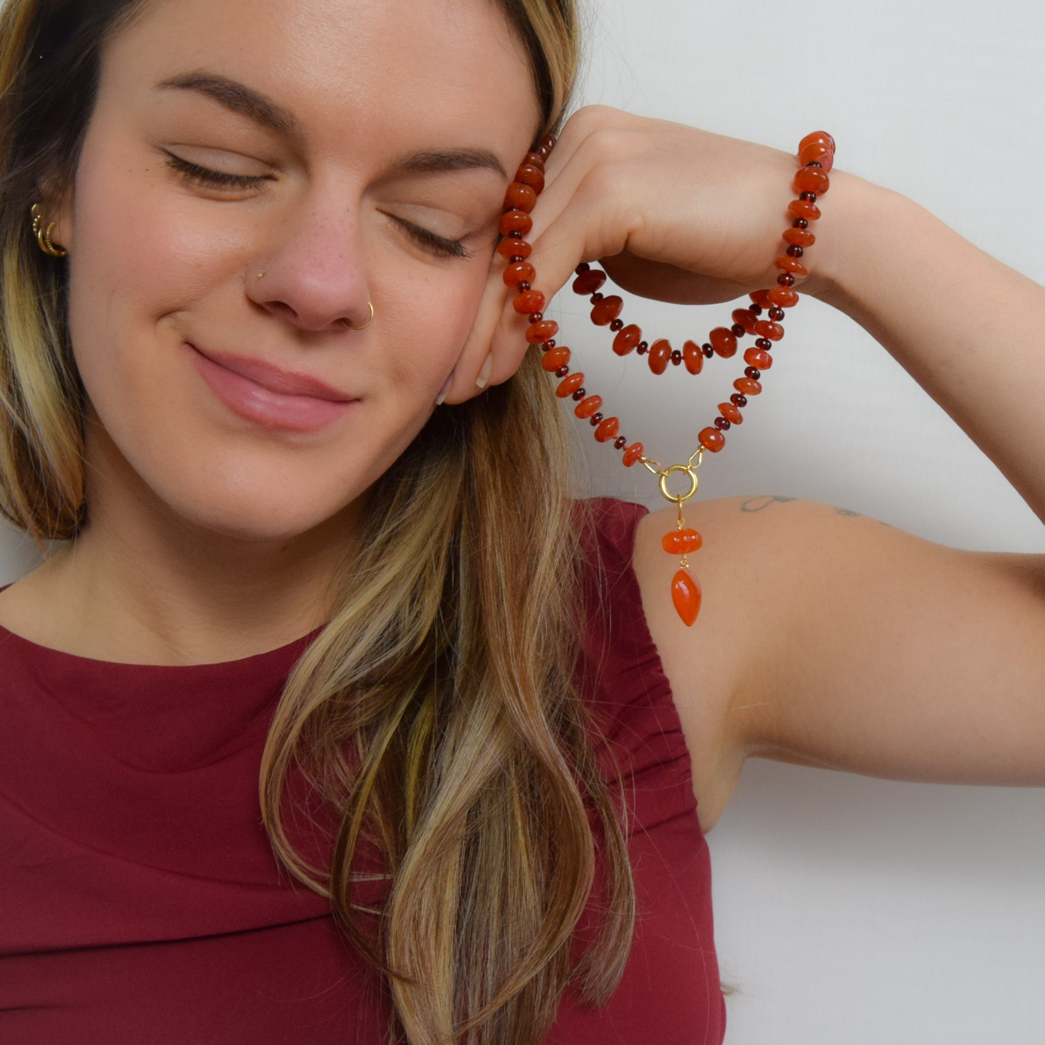 Duality Carnelian & Garnet Necklace