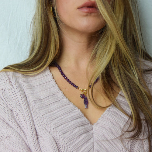 Amethyst Facetted Ball Necklace