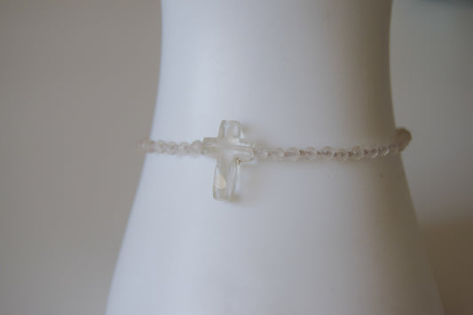 Clear Quartz Cross Bracelet