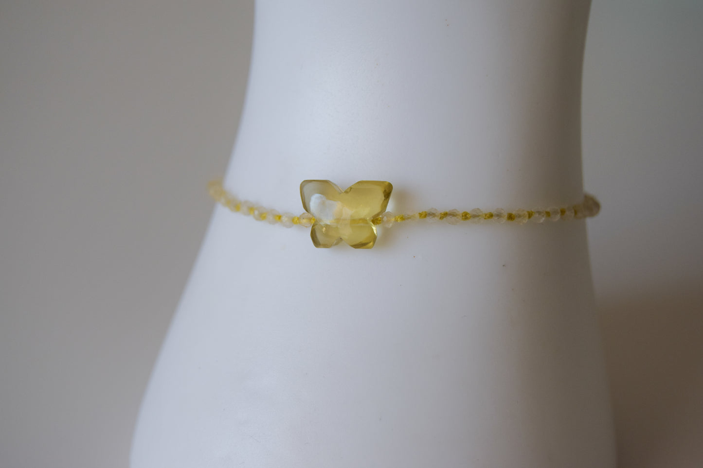 Lemon Quartz Butterfly Bracelet