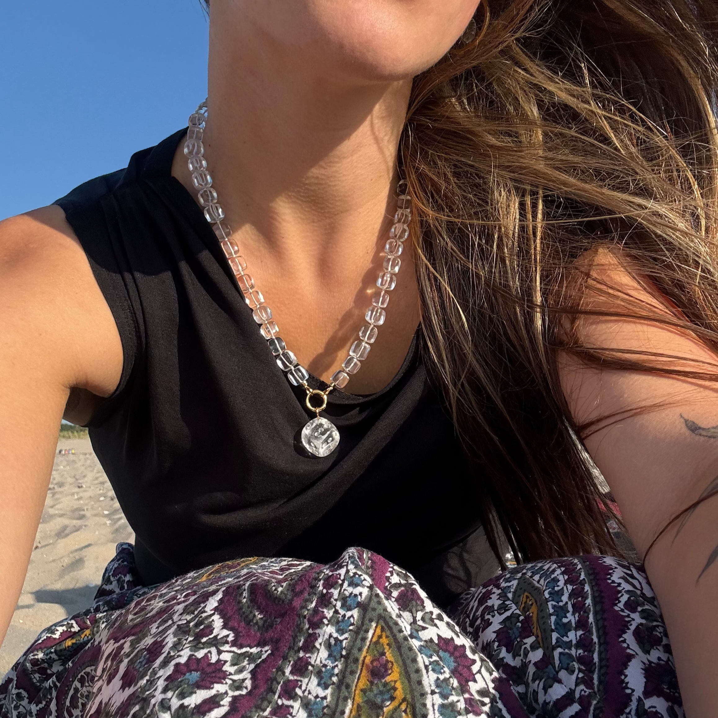 Cubed Clear Quartz Necklace