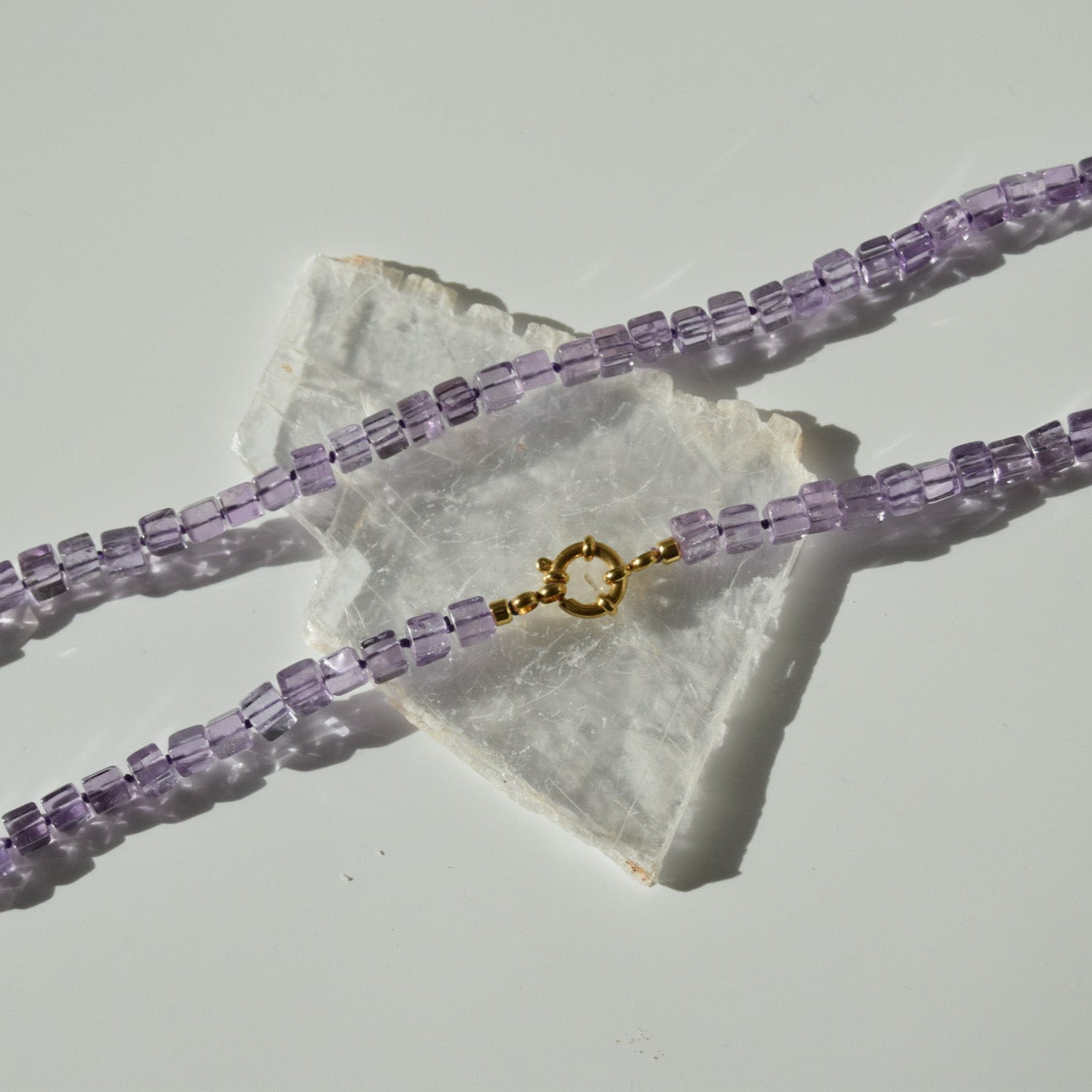 Pink Amethyst Cube Necklace