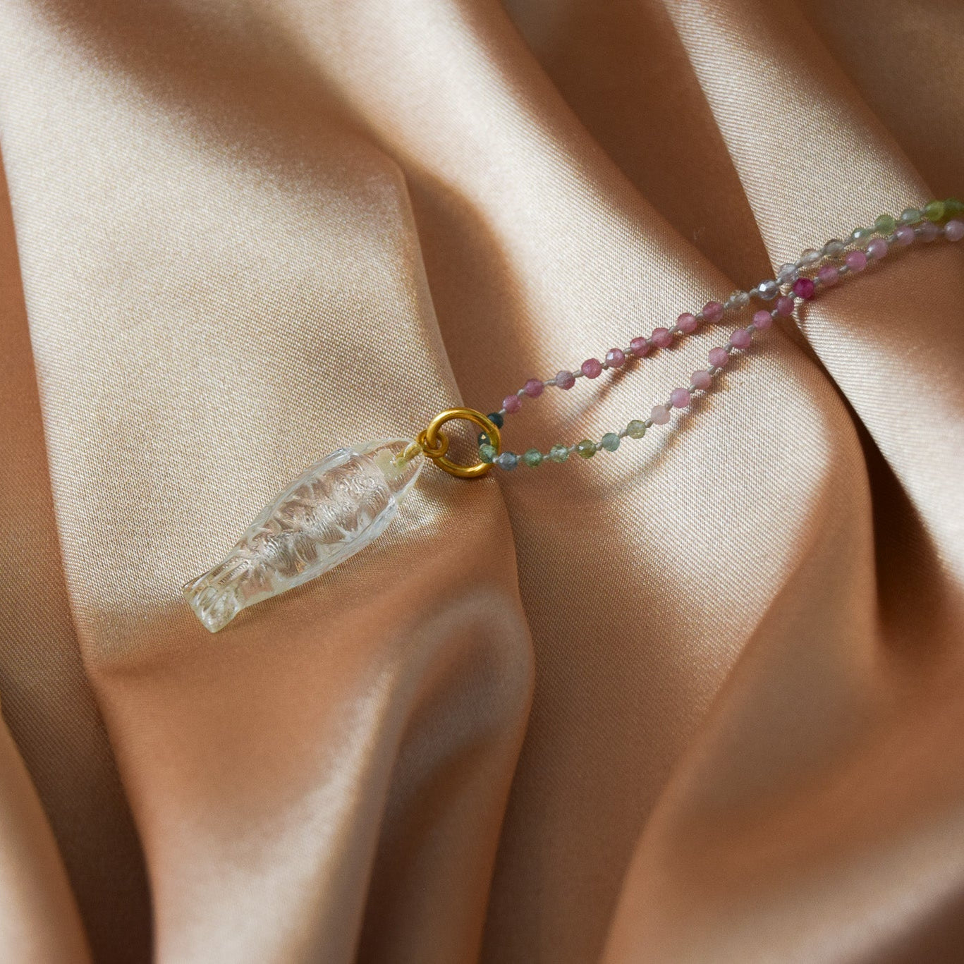 Watermelon Tourmaline Gemini Necklace