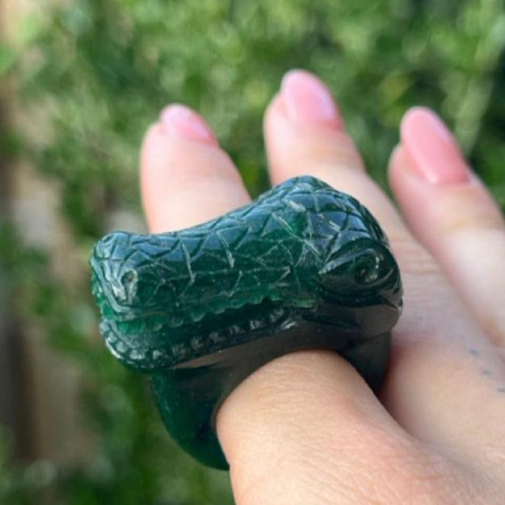 Green Onyx Crocodile Ring - Atelier Asali