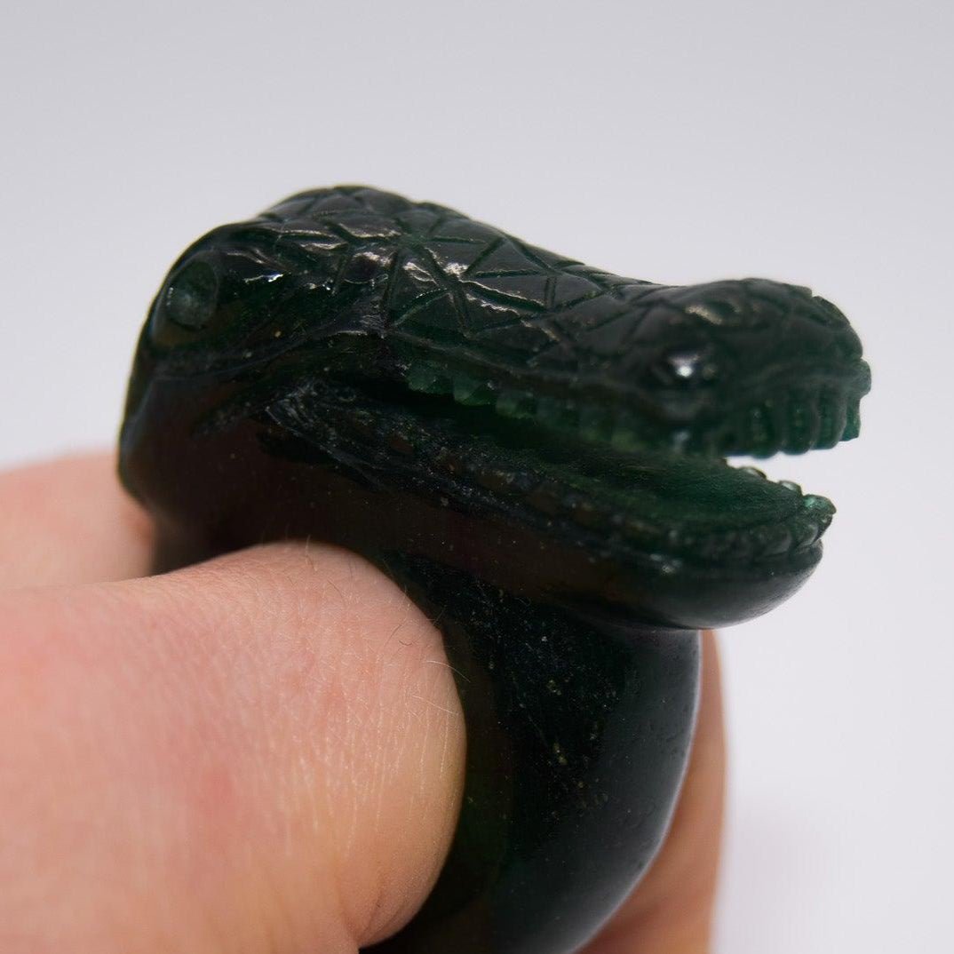 Green Onyx Crocodile Ring - Atelier Asali