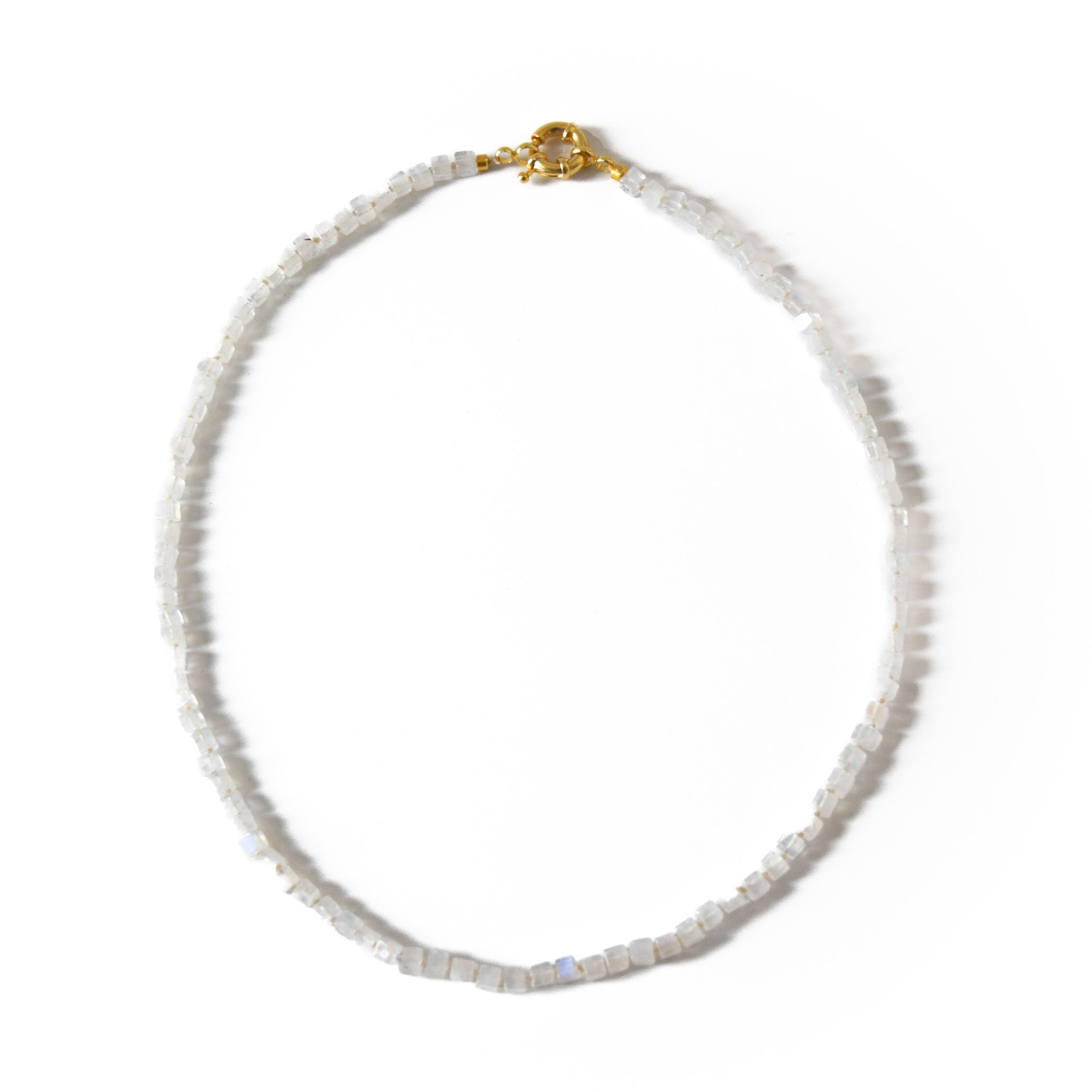 Rainbow Moonstone Cube Necklace